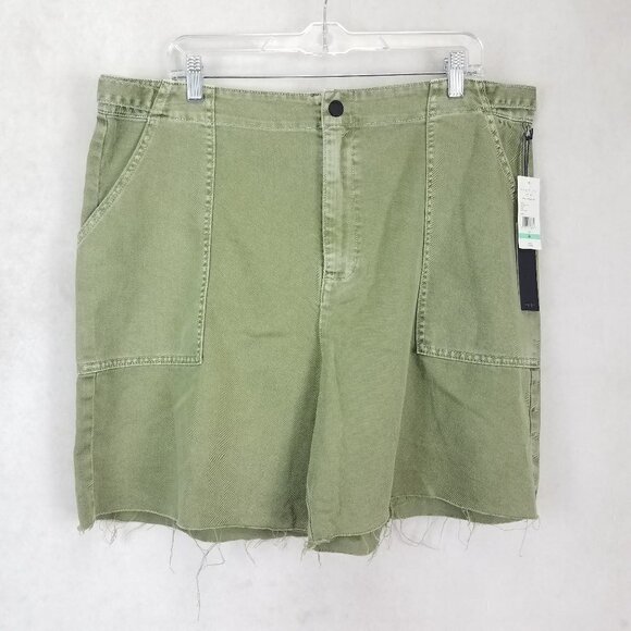 NEW Habitual Women's 34 Cut Off Raw Hen High Waisted Shorts in Deep Green - Picture 1 of 10